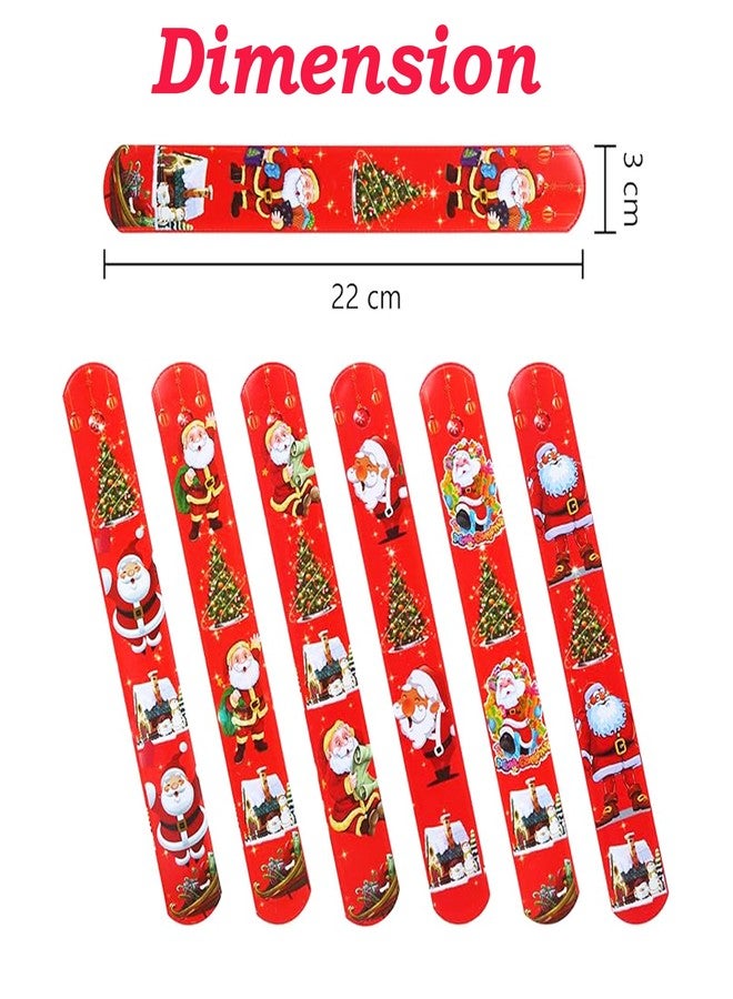 PARTEET Christmas Slap Bracelets, Santa Claus and Reindeer Theme, Red, 12 Pieces, Party Favours and Christmas Return Gifts for Kids - Image 2